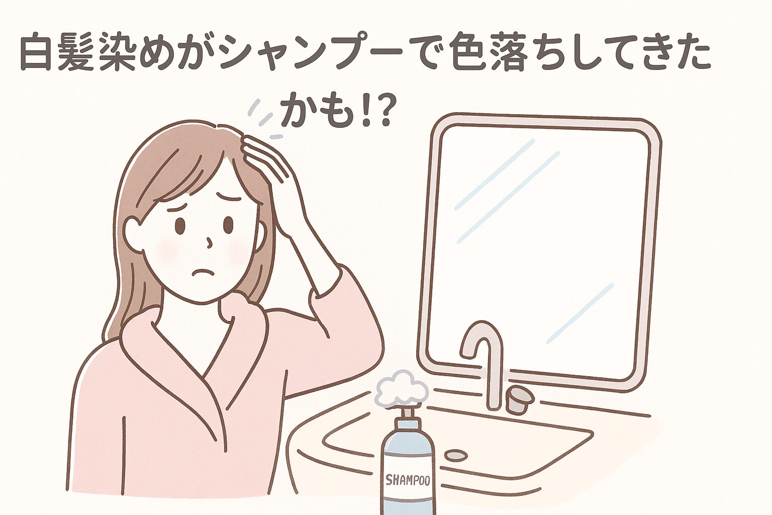 シャンプー後に白髪染めが落ちてきているのでは？と不安になる女性